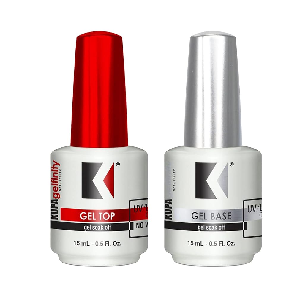 KUPA GelFinity - Soak Off Gel - Base & Top Coat Glossy Finish (No-Wipe) 0.5 Fl Oz