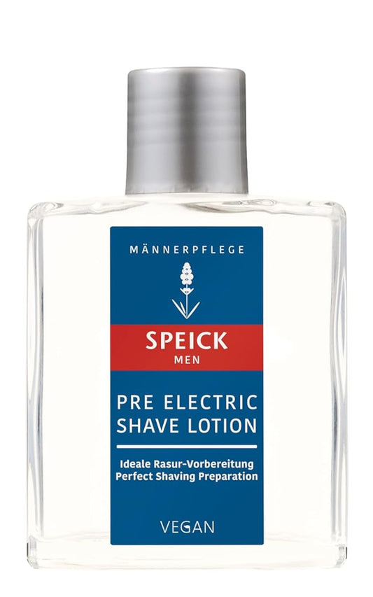 Speick Men Pre Electric Shave Lotion with Relaxing Lavender Oil and a Blend of Essential Oils, Natural Vegan Skin Care, 3.4 Fluid Ounces