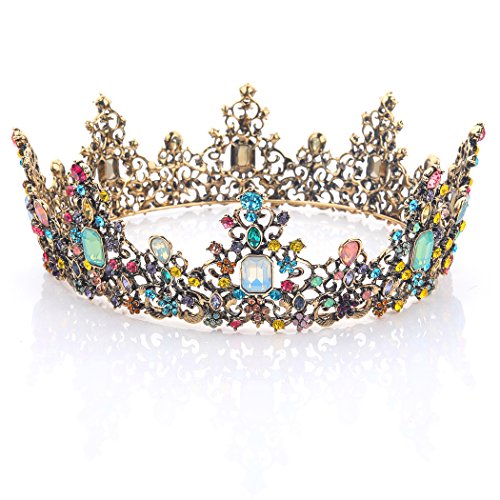Yean Baroque Rhinestone Crowns and Tiaras Gold Bridal Queen Crown Crystal Wedding Tiara Crown for Women