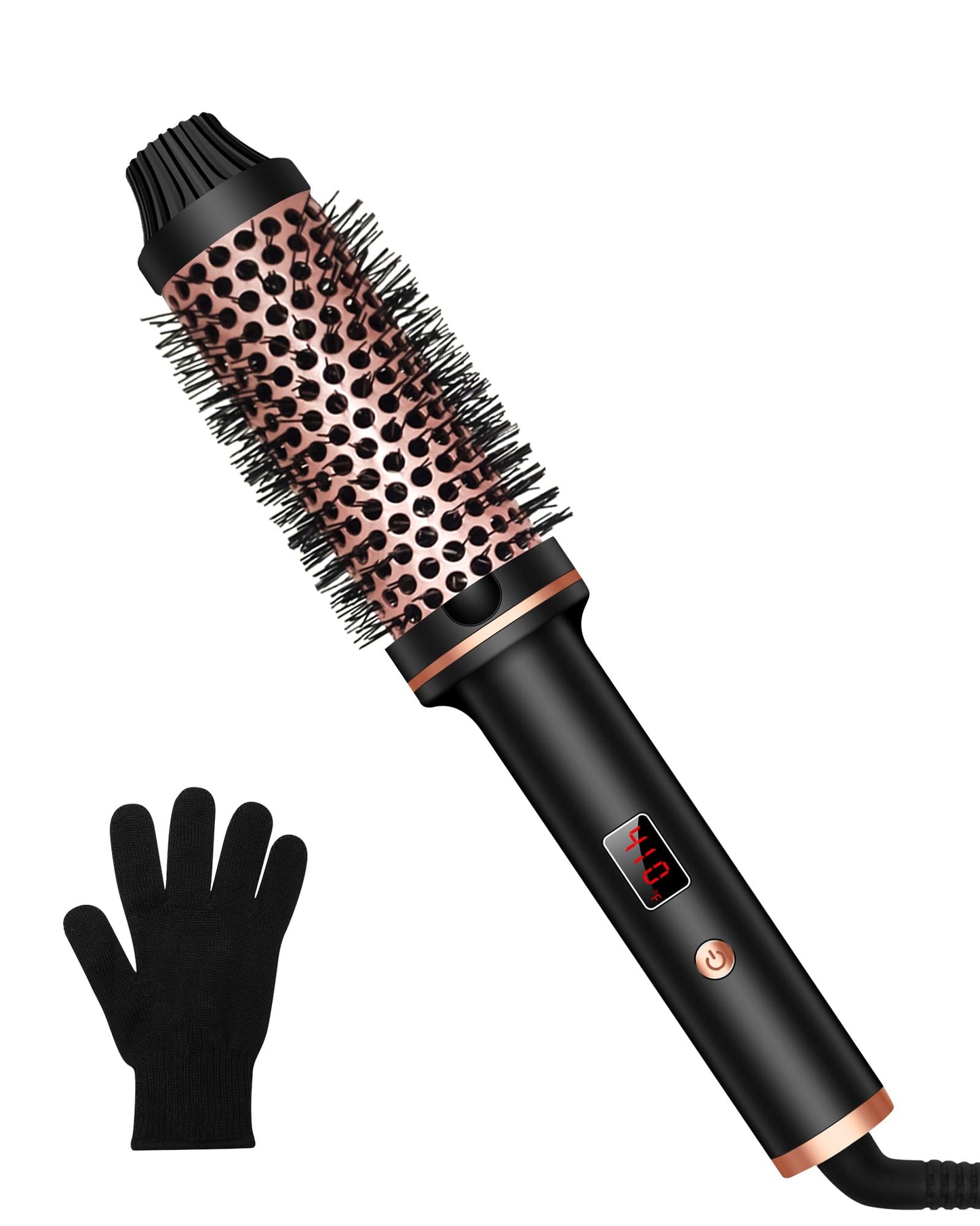 1.5 Inch Thermal Brush Curling Iron Brush, Volumizing Brush Heated Round Brush Ceramic Tourmaline Ionic Curling Comb Dual Voltage Travel Curling Iron with Brush, LCD Display, 10 Temperature Settings