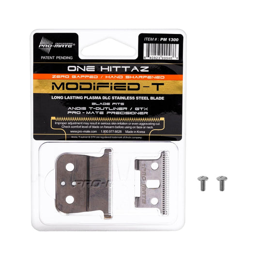 Andis T-Outliner & GTX Replacement One Hittaz Zero Gap Modified T Blades for Model GO, GTO #04521 by Pro-Mate w/Free Screws.