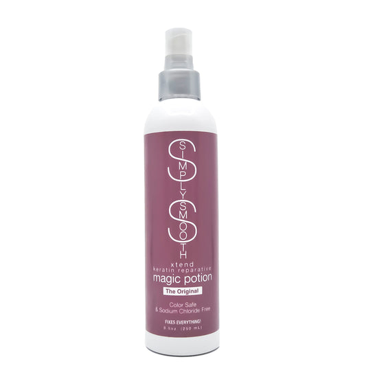 SIMPLY SMOOTH Keratin Reparative Magic Potion Original Leave In Conditioner Detangler & Heat Protection Styling Spray Repair & Reduce Breakage Color Safe & Sodium Chloride Free 8.5oz