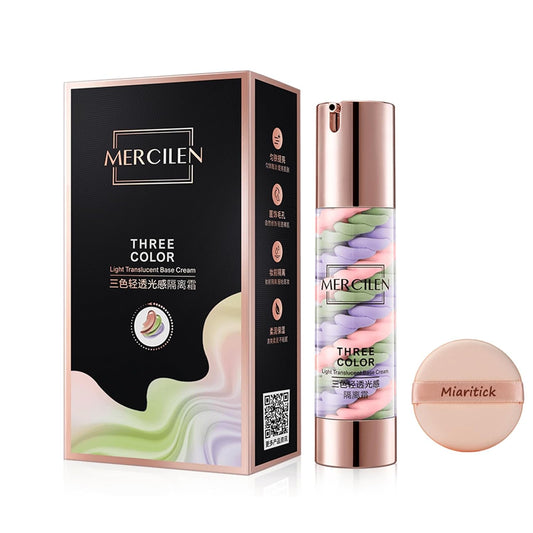Miaritick Face Primer Color Corrector,One Step Color Corrector Primer for Face before Makeup,Come with Powder Puff, 2.04 fl.oz/Bottle