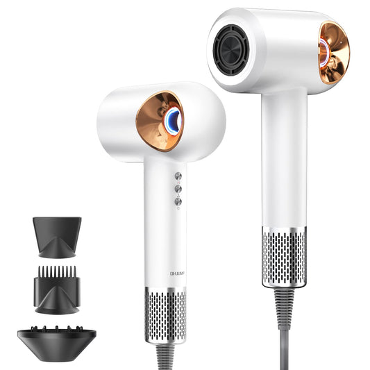 OHJUMP Hair Dryer, Ultra Fast Drying, 1600w Professional Blow Dryer with Diffuser, 110,000 RPM Brushless Motor, 4 Temps and 3 Speeds, Hairdryer for Salon Travel and Hair Care, Super Silent, White