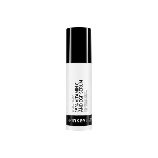 The INKEY List 15% Vitamin C + EGF Serum, Illuminate and Regenerate Dull Skin, Improve Skin Elasticity, 1.0 fl oz