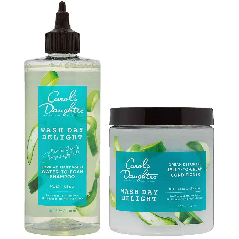 Carol's Daughter Wash Day Delight Sulfate Free Clarifying Shampoo and Deep Conditioner Gift Set with Aloe and Micellar - Best for Curly, Natural, and Textured Hair Ð Detangle and Moisturize