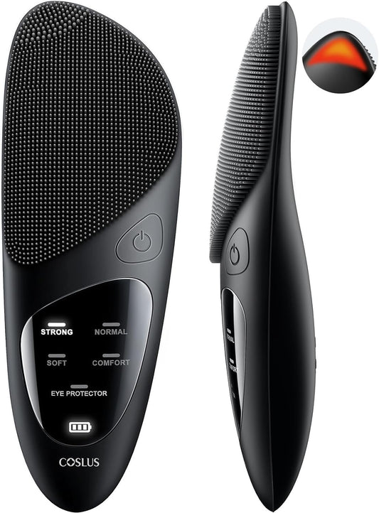 COSLUS Face Scrubber Facial Cleansing Brush: IPX7 Waterproof Rechargeable Face Brush, 4 Cleansing Modes with Eye Protection, Electric Silicone Cleanser Care System for Cleaning, Exfoliating, Massaging