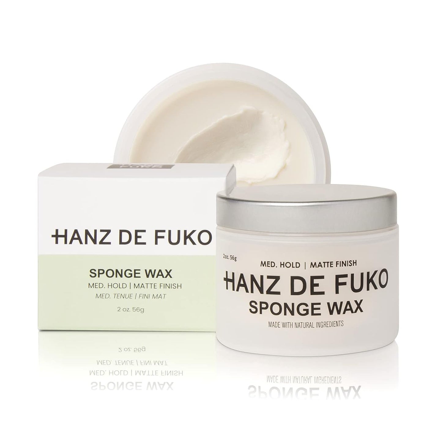 Hanz de Fuko Sponge Wax Ð Premium MenÕs Hair Styling Paste Ð Medium Hold, Matte FinishÐ Certified Organic Ingredients, 2 oz.