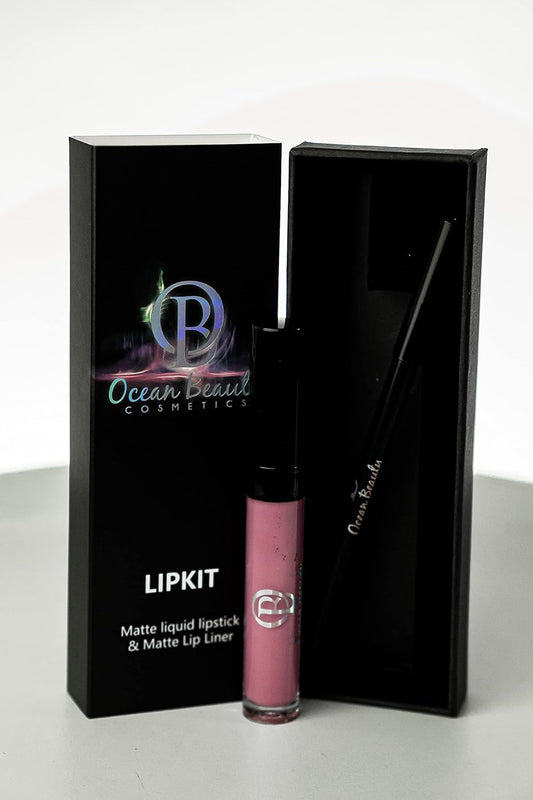 Ocean Beauty Cosmetics 2-Piece Lip Kit - Lip Liner and Lipstick Set Longwear Makeup Set for Women | Stormy