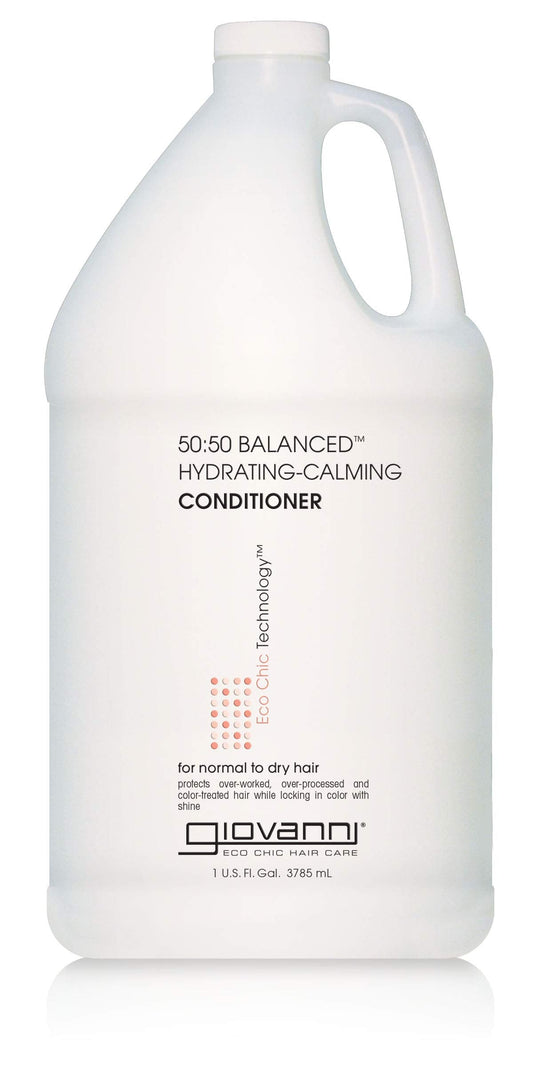 GIOVANNI ECO CHIC 50:50 Balanced Hydrating-Calming Conditioner - Leaves Hair pH Balanced for Over-Processed, Lauryl & Laureth, Sulfate Free, No Parabens, Color Safe - 128 oz