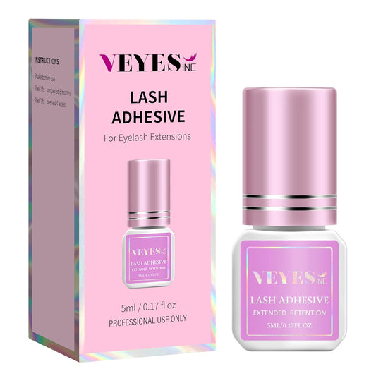 VEYES INC Eyelash Extension Glue - 0.5-1 Sec Drying (0.17fl.oz / 5ml)/Up to 8 Weeks Retention/Black Adhesive for Professional Use Only