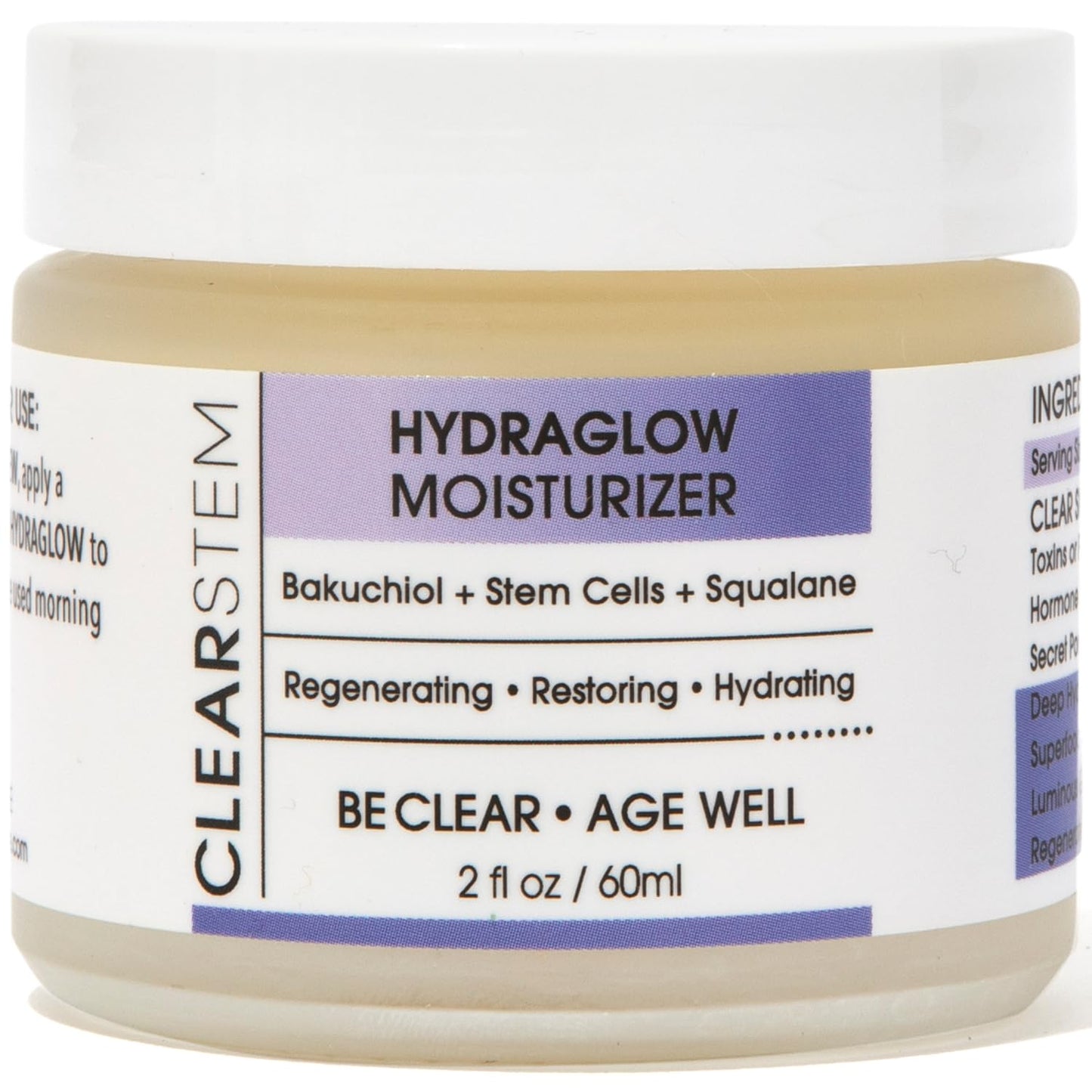 CLEARstem HYDRAGLOW Anti-Aging Stem Cell Moisturizer with Bakuchiol, 2.0 Oz