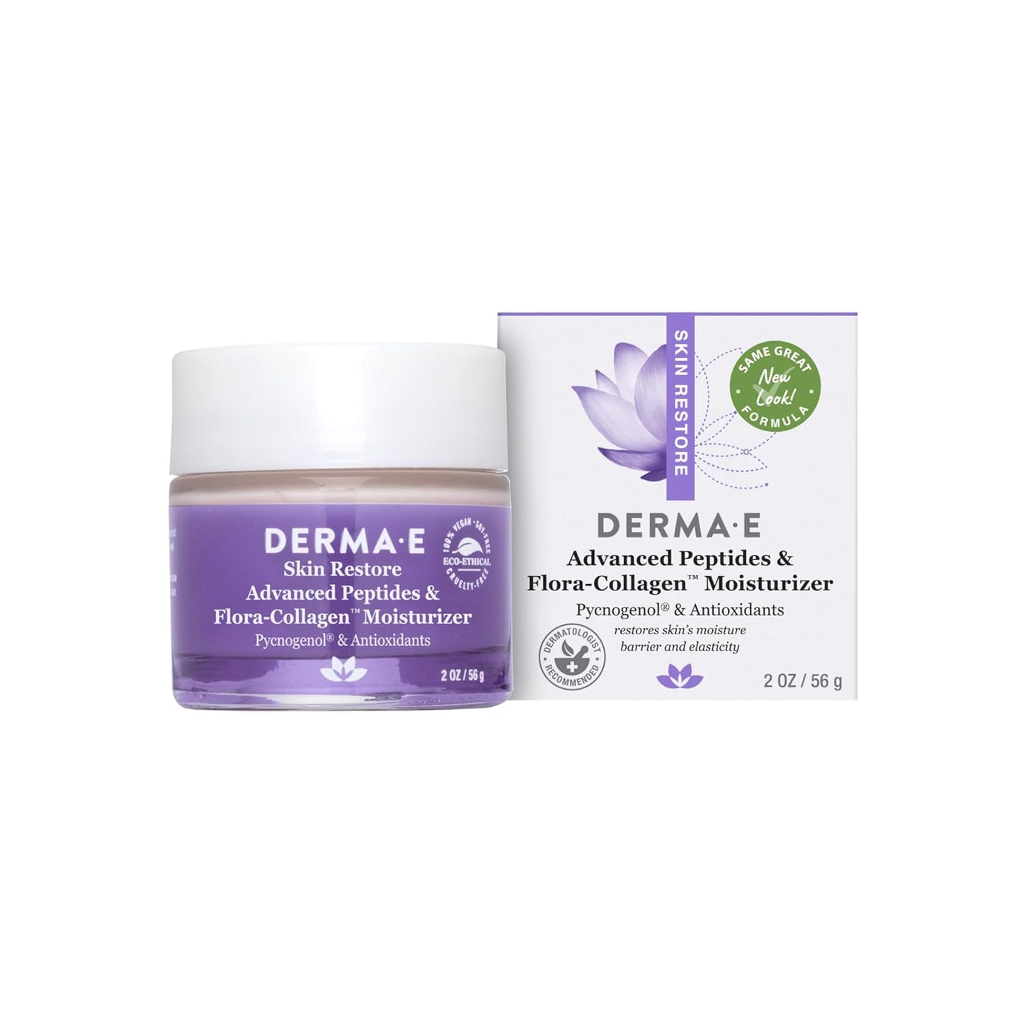 DERMA-E Advanced Peptides and Collagen Moisturizer Ð Double Action Collagen Face Cream with Peptide Complex Ð Intense Moisture Day and Night Cream for Women Ð Natural Collagen Cream, 2oz