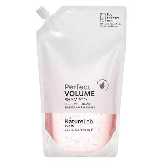 NatureLab Tokyo Perfect Volume Shampoo: Eco-Friendly Refill Pouch: Hair Volumizer, Build Lift, and Body to Flat, Fine, or Limp Hair I 22.9 FL OZ / 680ml