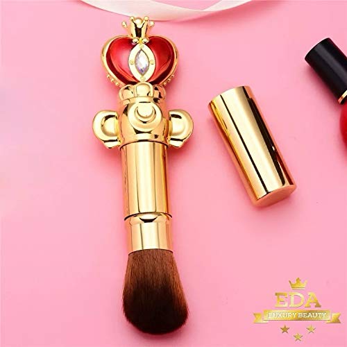 EDA LUXURY BEAUTY Angled Retractable Makeup Brush With Cover | Liquid, Cream, Powder, Foundation, Blush, Bronzer, Highlighter | Flawlessly Contouring & Blending Skin | Premium Face Kabuki Brush