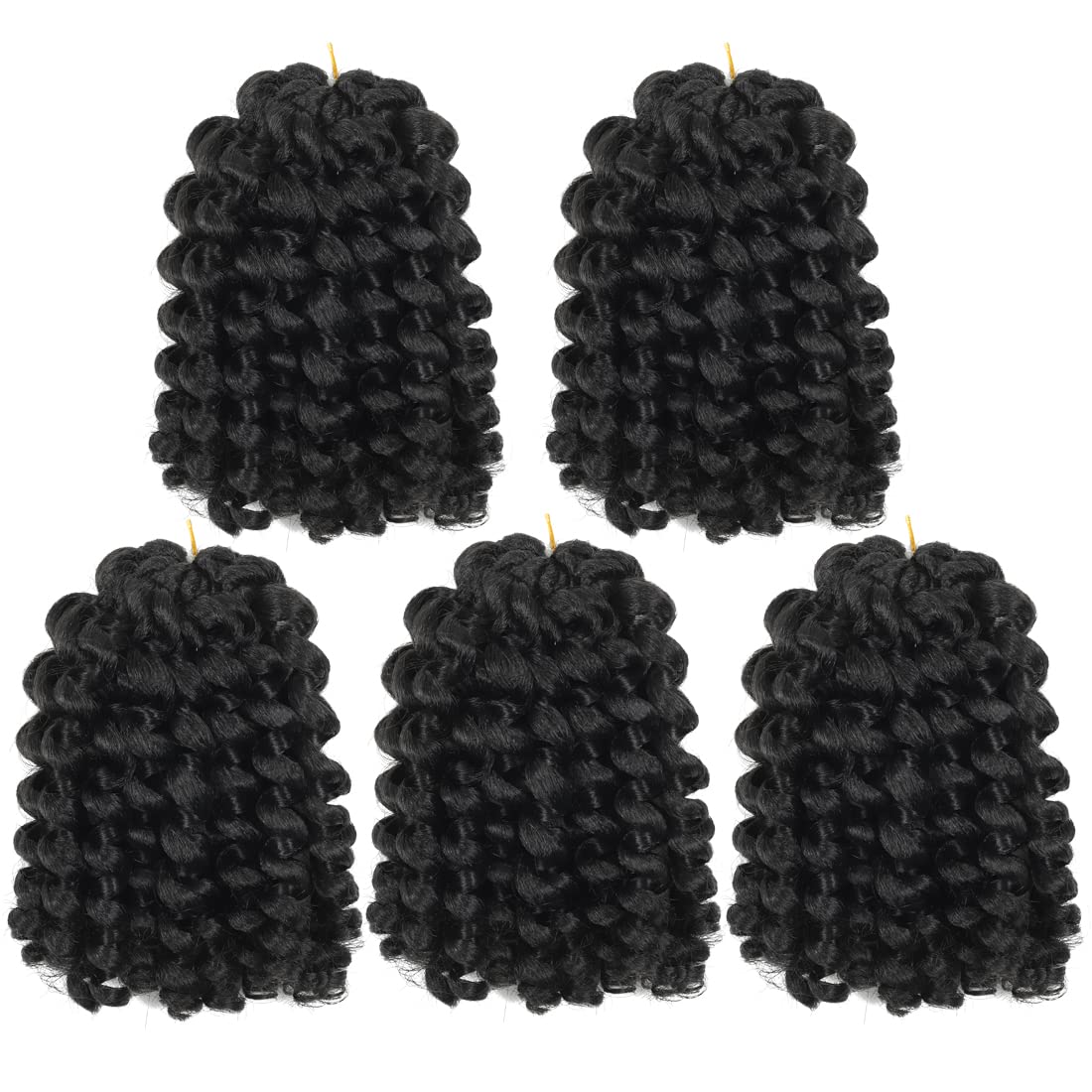 Crochet Braids Hair 8 Inch Jamaican Bounce Wand Curl Crochet Hair Curly Bounce Crochet Braids Hair Extension Twist Crochet Hair(5 PCS, 1B)