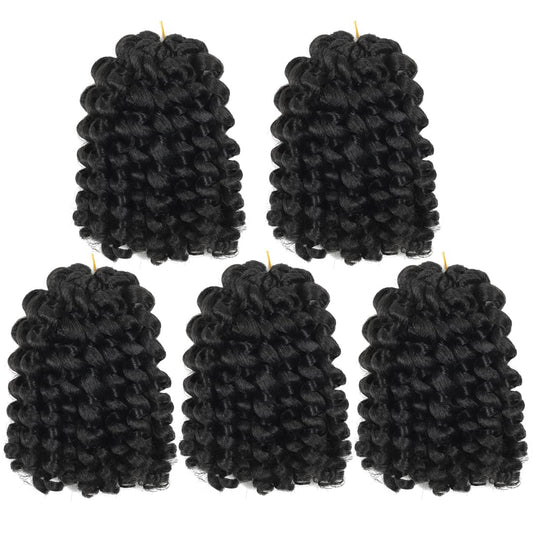 Crochet Braids Hair 8 Inch Jamaican Bounce Wand Curl Crochet Hair Curly Bounce Crochet Braids Hair Extension Twist Crochet Hair(5 PCS, 1B)