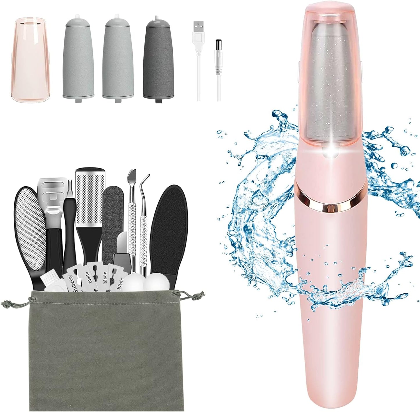 Electric Callus Removers for Feet, Rechargeable Electric Foot Callus Remover Pedicure Kits with16 in 1, Removes Dry Skin for Smoother Feet, Foot Care for Dead Skin Ideal Gift