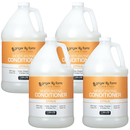 Ginger Lily Farms Club & Fitness Moisturizing Conditioner for Dry Hair, 100% Vegan & Cruelty-Free, Citrus Scent, 1 Gallon Refill (Pack of 4)