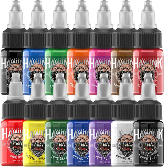 Hawink Tattoo Ink Set 1/2 oz (15ml) Tattoo Supply 14 Colors Pigment Kit Ink USA TI203-15-14