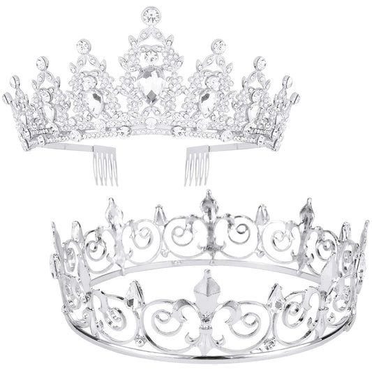 Velscrun Crown for Men and Women, Crown for Men Metal, King Crown Tiaras for Women, Silver Prince Crown Princess Tiaras for Girls, Medieval Costume Accessories for Prom Wedding Halloween