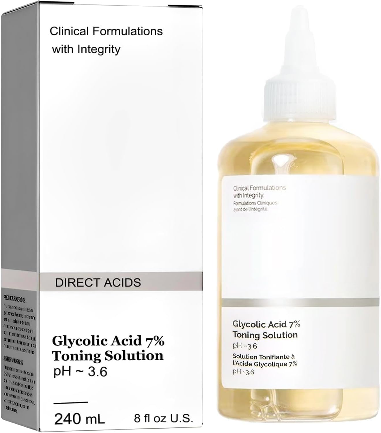 240ml Ordinary Glycolic Acid 7% Toning Resurfacing Solution, Toner Facial Exfoliation_Solution for Blemishes and Acne