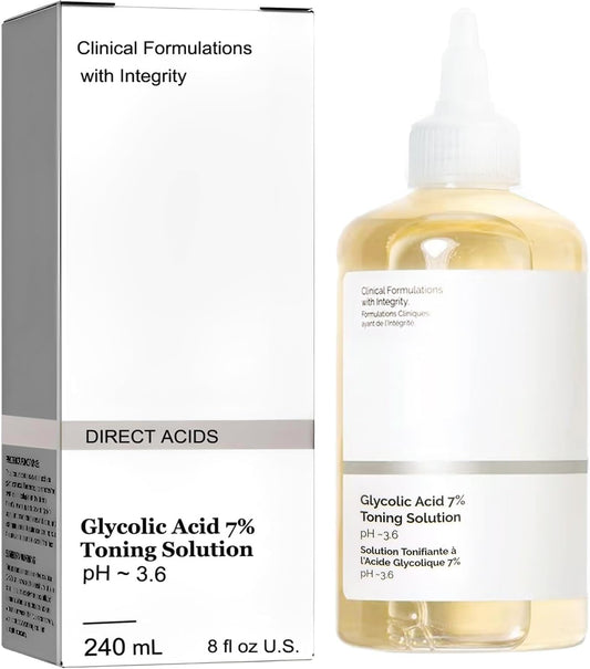 240ml Ordinary Glycolic Acid 7% Toning Resurfacing Solution, Toner Facial Exfoliation_Solution for Blemishes and Acne