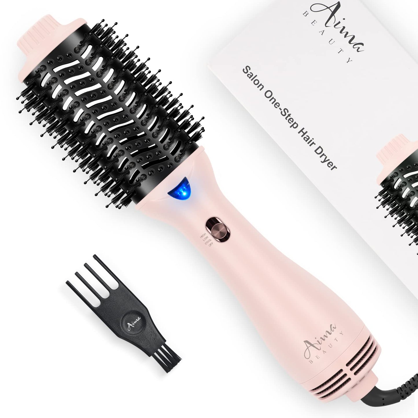 Hair Dryer Brush, Aima Beauty One Step Hair Dryer and Styler Volumizer with Negative Ion for Reducing Frizz and Static, Hair Styling Tools, Pink