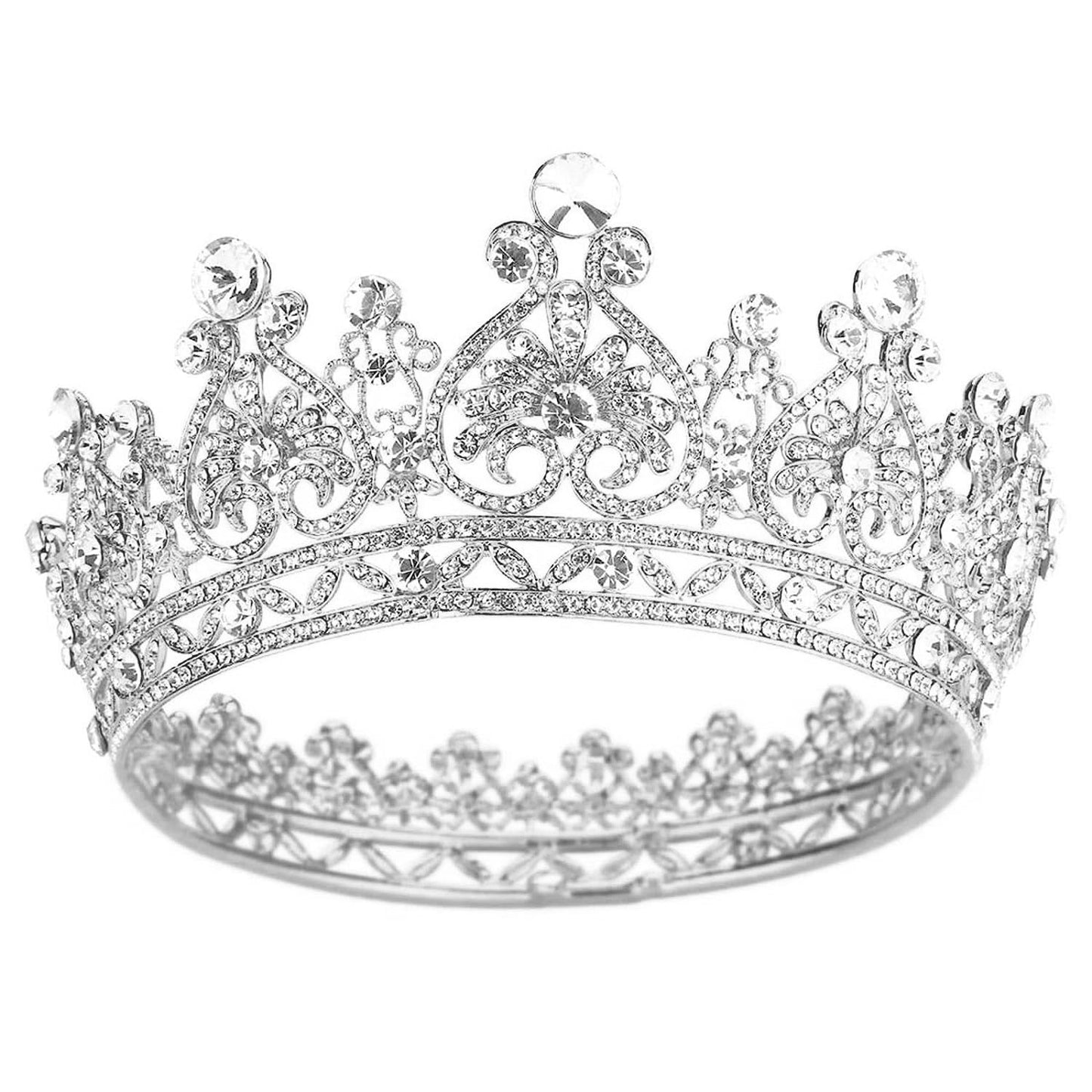 COCIDE Silver Crown for Women Crystal Queen Crowns and Tiaras Girls Full Round Wedding Headband Hair Accessories for Birthday Pageant Prom Bridal Party Halloween Costume