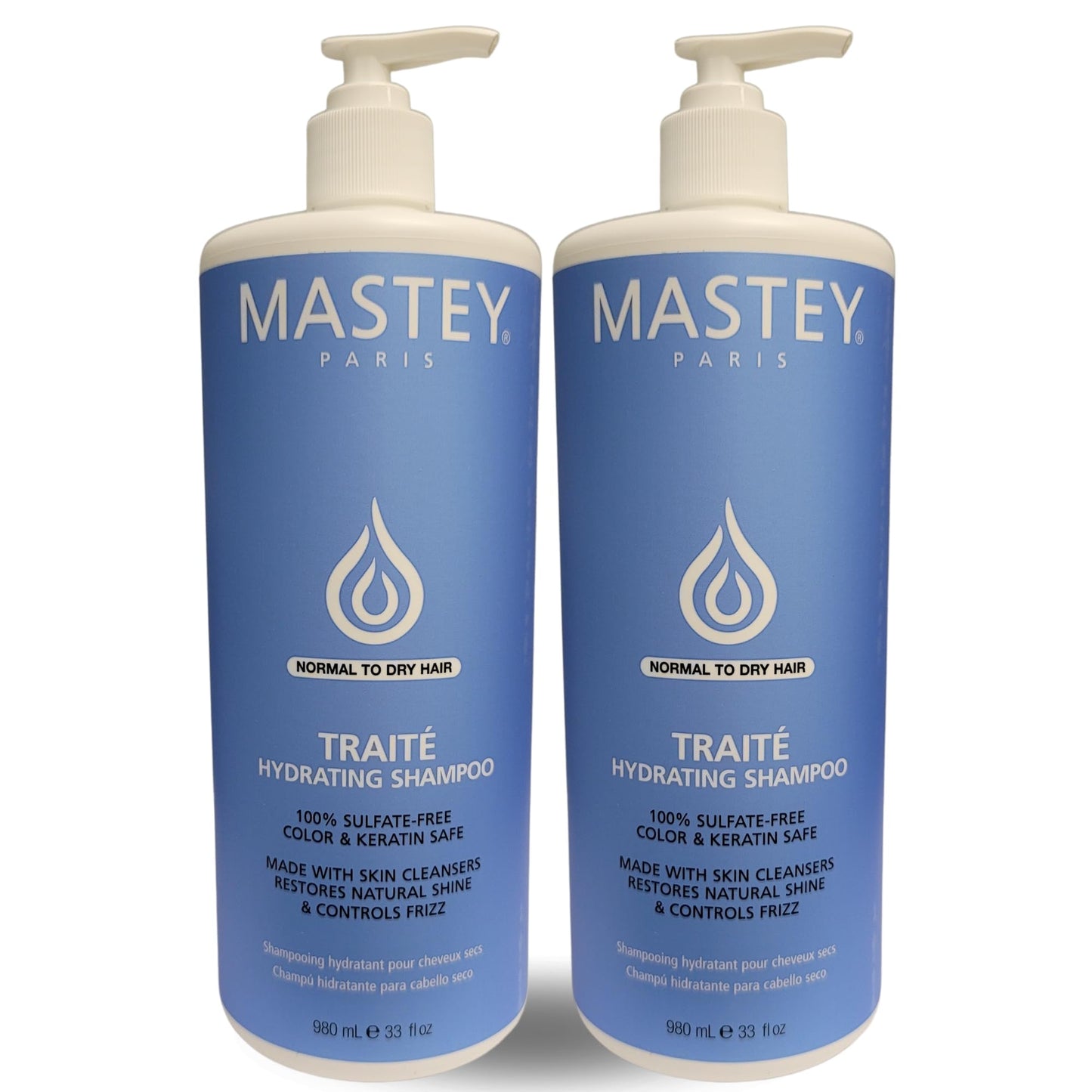 MASTEY PARIS - Traite Hydrating Shampoo-100% Sulfate Free, Color and Keratin Safe. Restores Natural Shine, Controls Frizz, Hydrates Normal to Dry Hair - 33 fl oz (2 PACK)