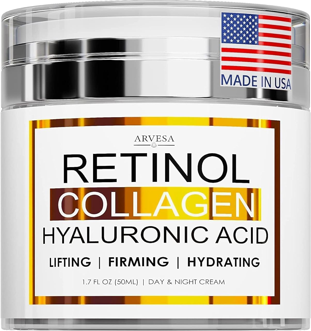 Retinol Cream for Face - Facial Moisturizer with Collagen Cream and Hyaluronic Acid - Anti Aging Face Cream - Day and Night Face Lotion for Women and Men - Hydrating Wrinkle Cream for Face