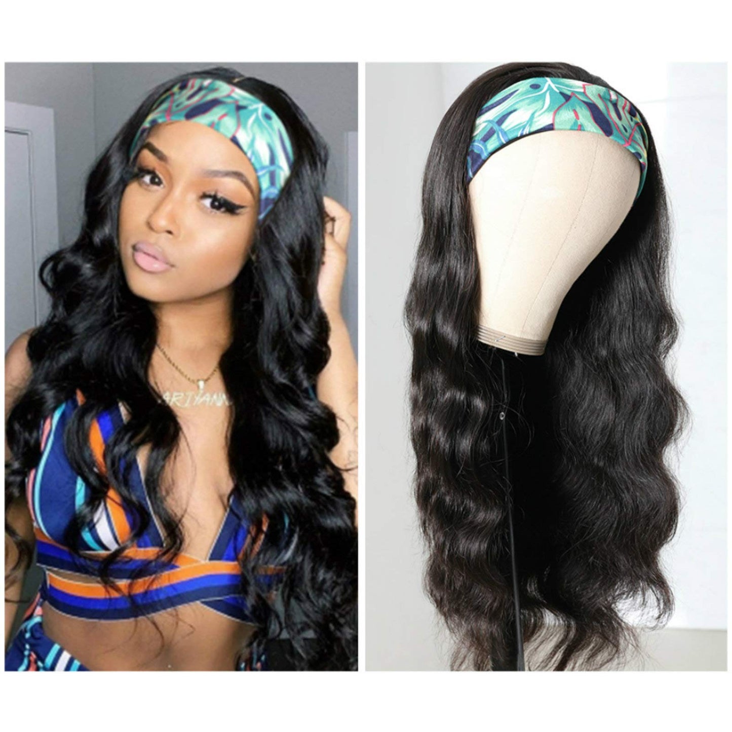 catti Headband Wigs for Black Women Body Wave Headband Wig Human Hair Wigs Brazilian Virgin Hair Wear and Go Glueless Wigs Human Hair Headband Wig 150% Density (18" Headband wigs)