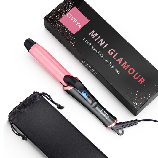 CIVEYA Mini Curling Iron Travel Size with 5 Adjustable Heat Settings,Travel Curling Iron Dual Voltage,1 Inch Mini Hair Curler with Argan Oil Infused, Mini Curling Iron for Short Hair