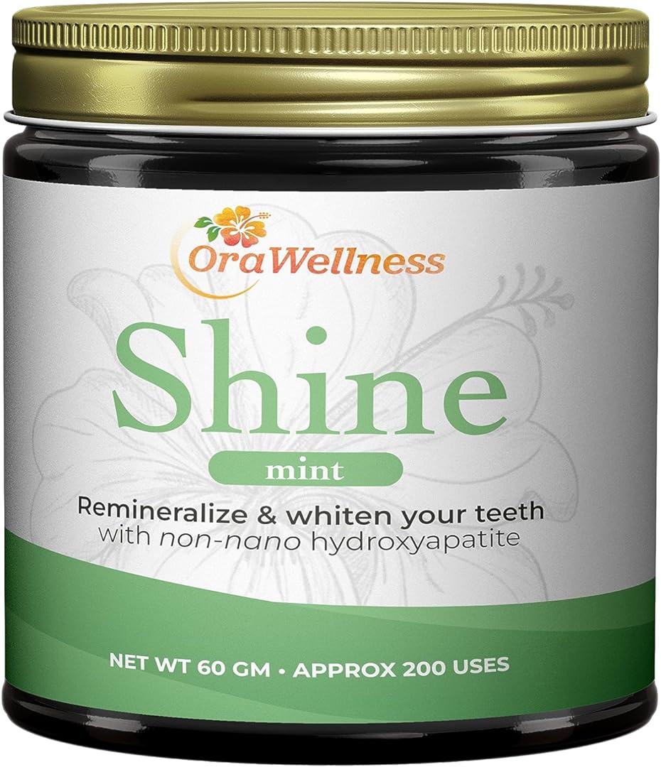 OraWellness Shine Remineralizing Tooth Powder with Hydroxyapatite, Natural Teeth Whitening Powder, Tooth Stain Remover and Polisher, Fresh Mint