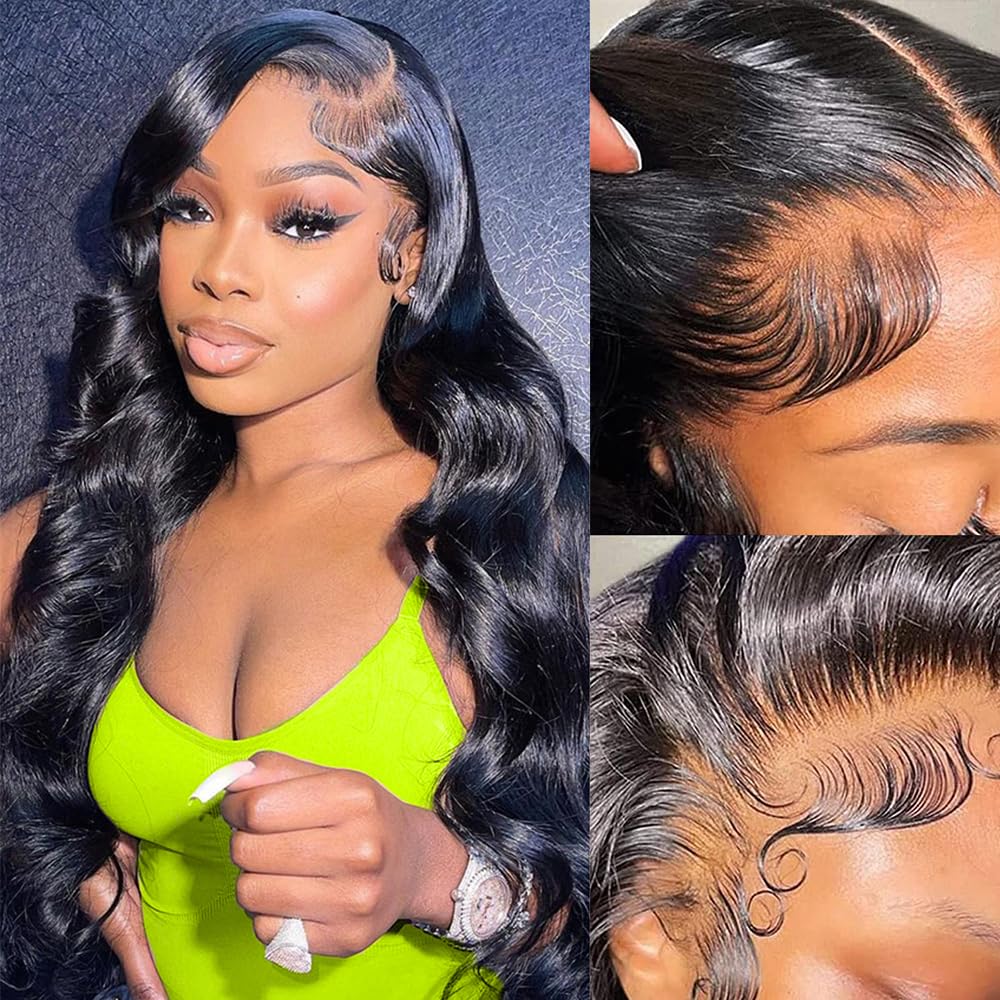 Yogurtgirl 13x4 Lace Front Wigs Human Hair, 26Inch Glueless Human Hair Wigs for Black Women, HD Transparent Body Wave Lace Front Wigs Pre Plucked with Baby Hair, 180% Density 100% Human Hair Wigs.