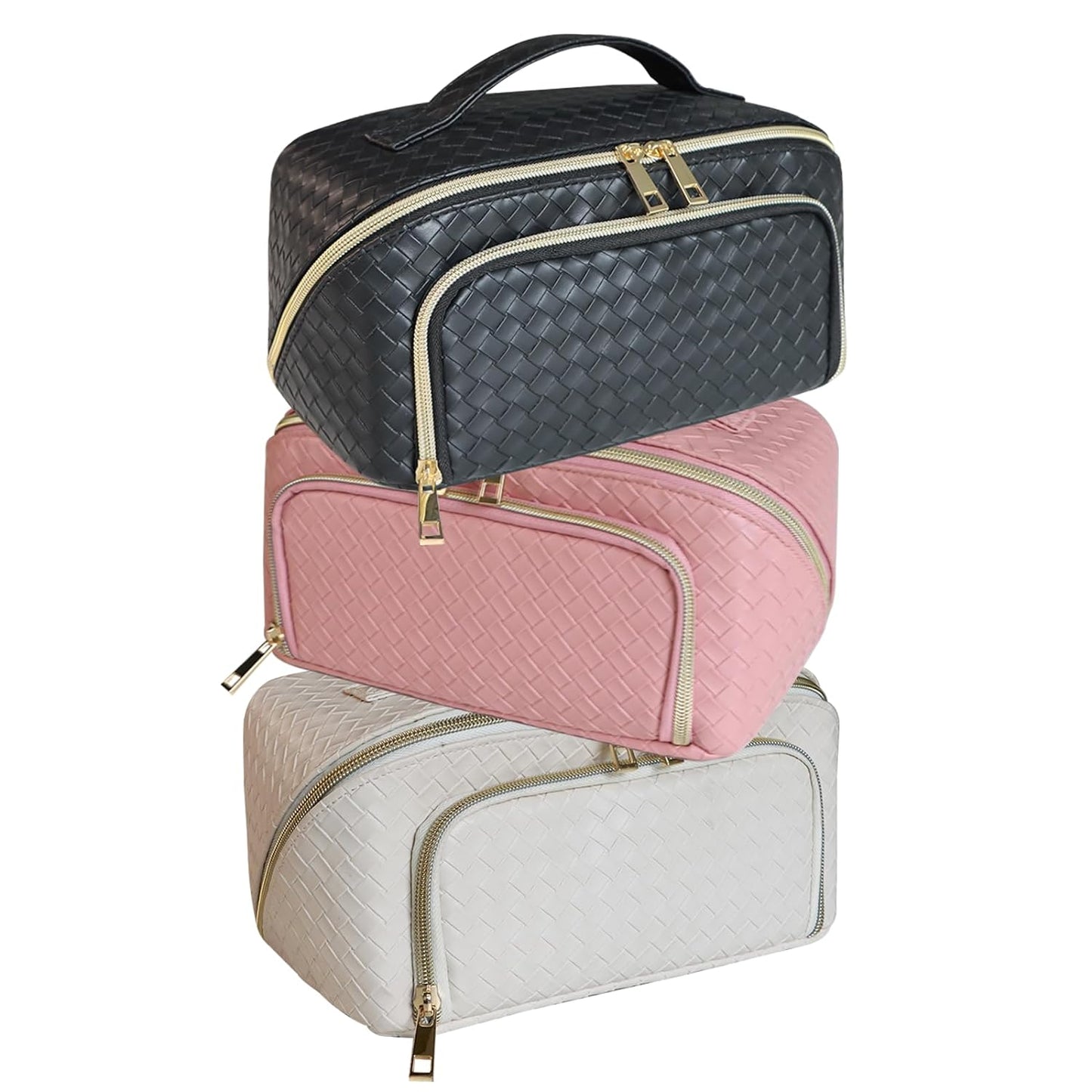 MOEQUI Makeup Bag - Large Capacity Travel Cosmetic Bag Black,With Separate Makeup Brush Compartment