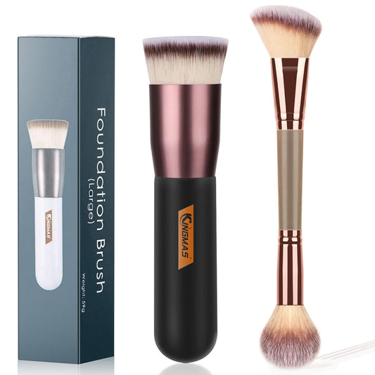 KINGMAS Double-Ended Makeup Brushes and Flat Top Foundation Brush
