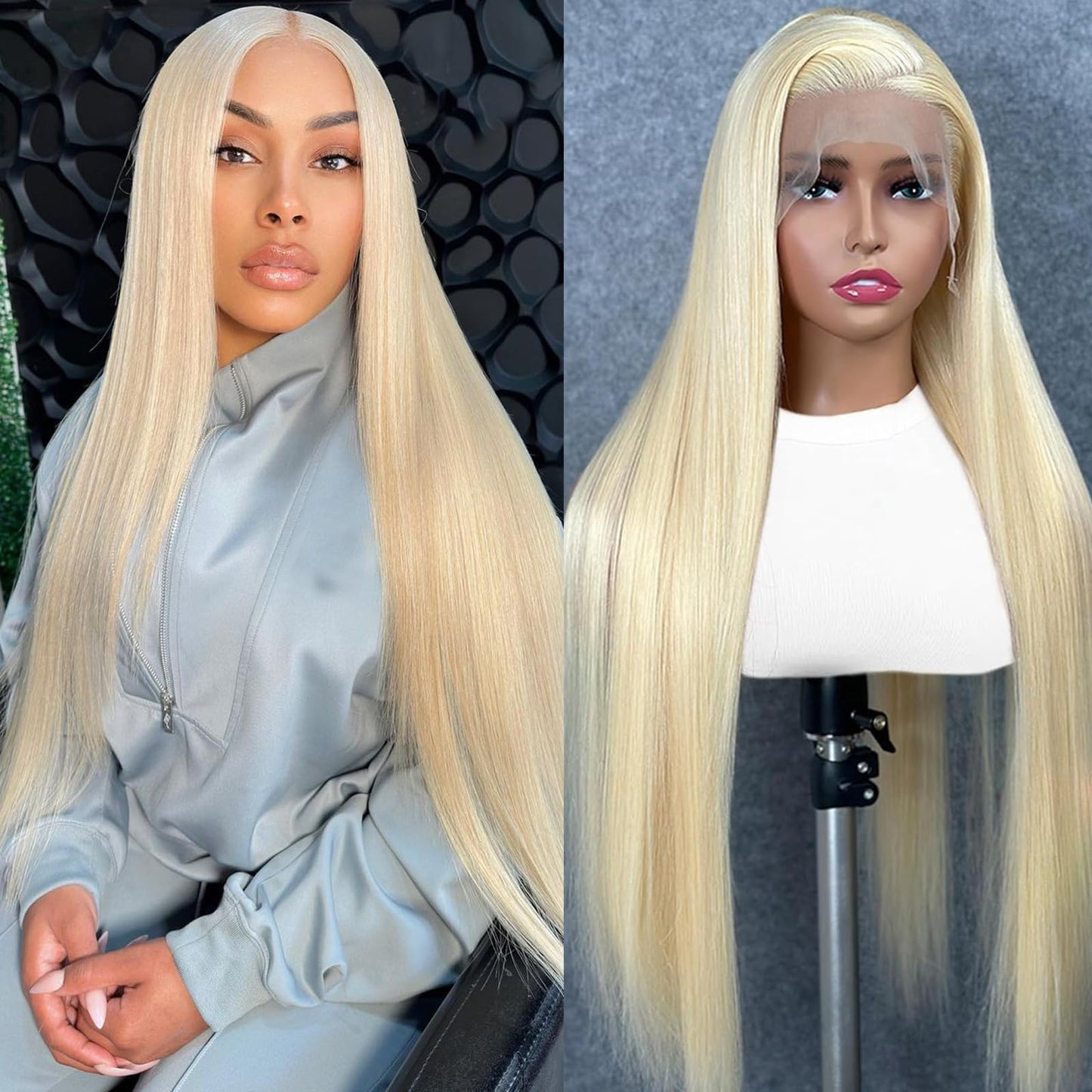 ALot 613 Lace Front Wig Human Hair 13x6 Transparent Straight Blonde Lace Front Wigs Human Hair 180 Density 12A 613 HD Lace Frontal Wig Human Hair for Women Can Be Dyed 18 inch