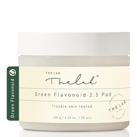 THE LAB BY BLANC DOUX Green Flavonoid 2.5 Toner Pads (90 pcs.) - Gentle Soothing & Calming, Infused with Flavonoids and Naturally-derived Extracts, Ideal for Sensitive Skin