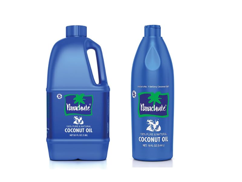 Parachute 100% Pure and Natural Unrefined Coconut Oil | No Chemicals & Added Preservatives | 63 fl.oz & 18.8 Fl Oz
