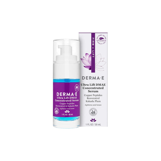 DERMA E Ultra Lift DMAE Concentrated Serum Ð All Natural Skin Firming Serum Ð Hydrating Serum with Copper Peptides and Resveratrol Ð Concentrated Facial Skin Care Serum, 1oz