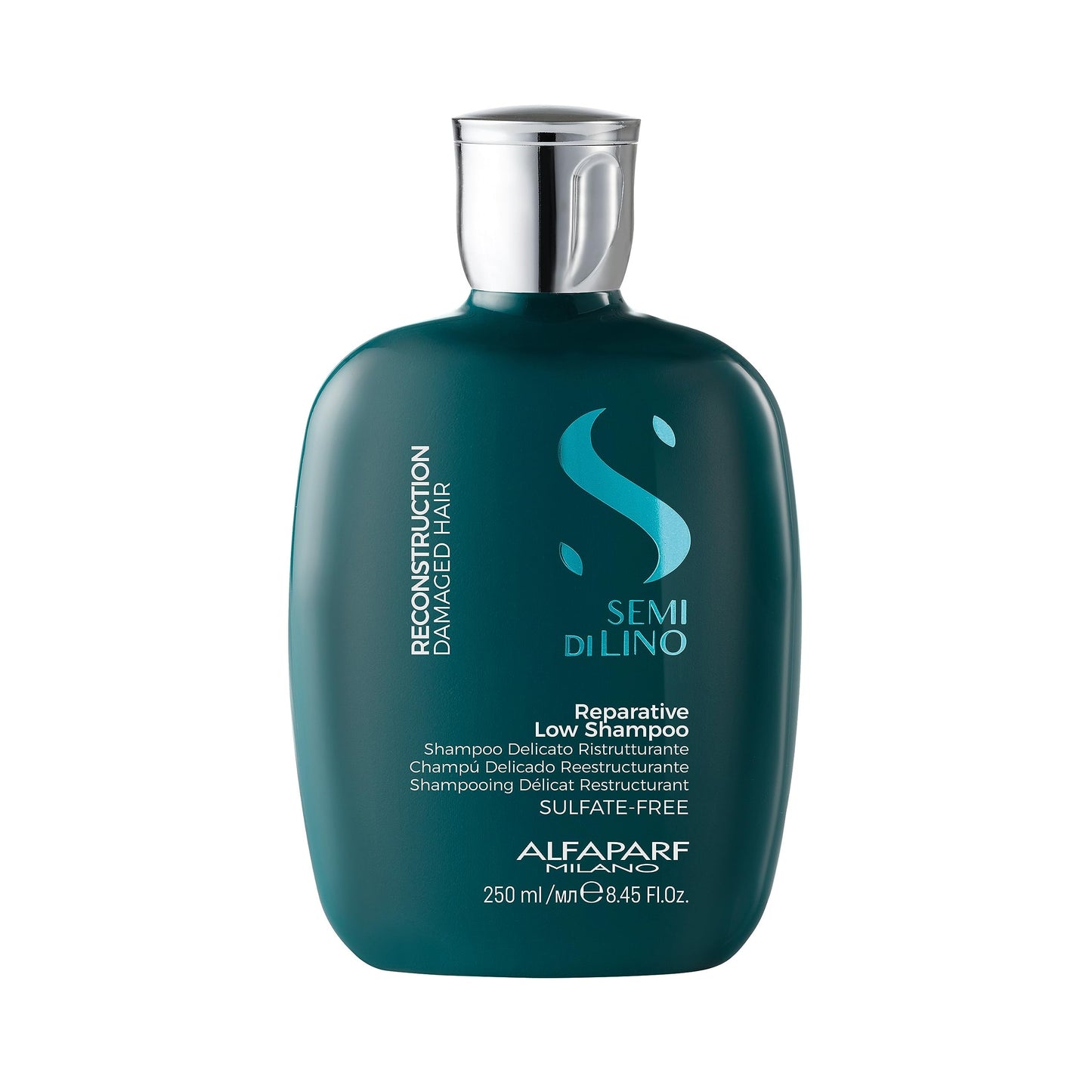 Alfaparf Milano Semi Di Lino Reconstruction Reparative Shampoo for Damaged Hair - Sulfate, SLS, Paraben and Paraffin Free - Safe on Color Treated Hair - Professional Salon Quality - 8.45 fl. oz.
