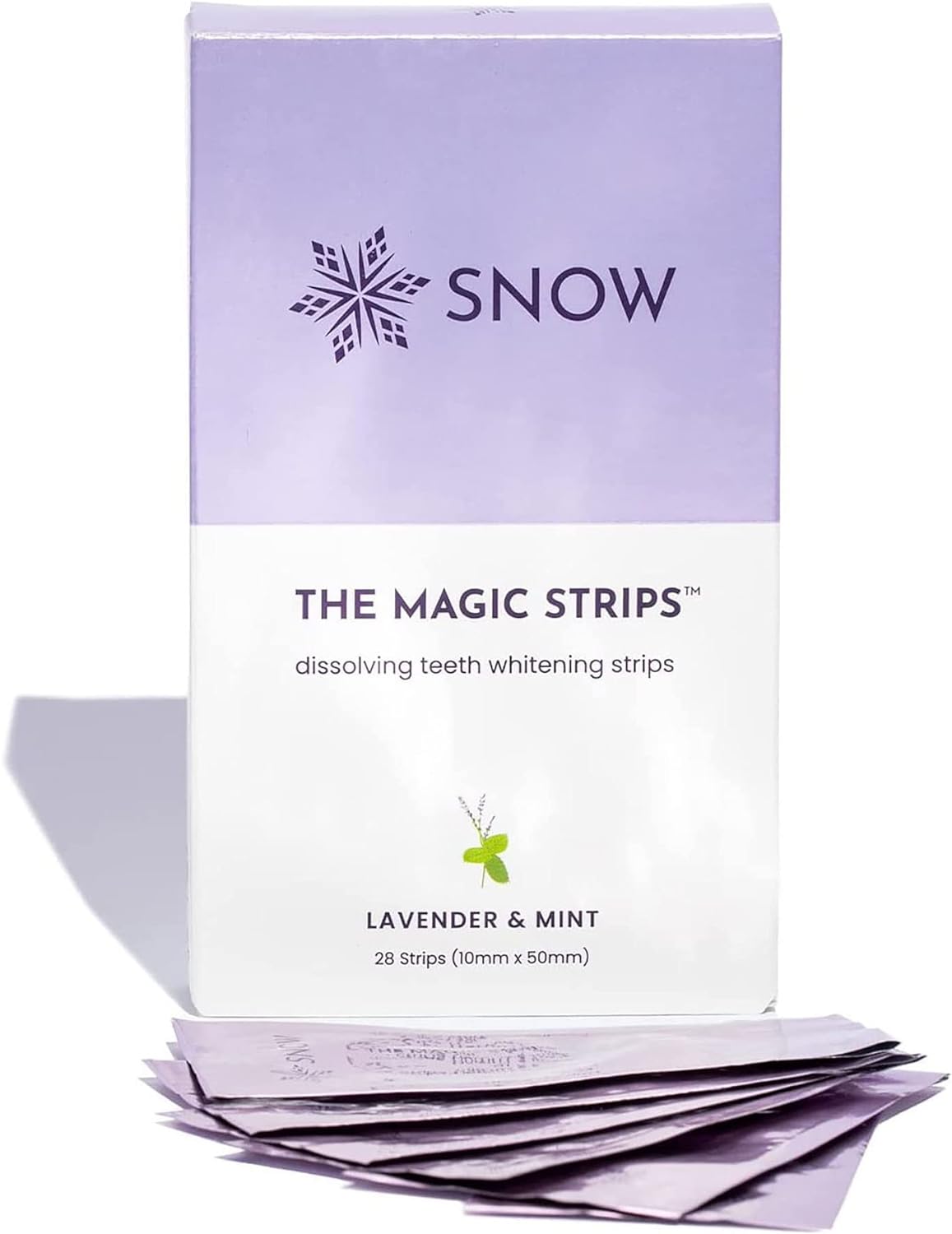 Snow The Magic Strips - Safe for Enamel Dissolving Teeth Whitening Strips - Mess-Free Portable Teeth Whitener for Oral Care with Lavender & Mint Flavor, Whitening Strips for Teeth, 1 Pack of 28 Strips