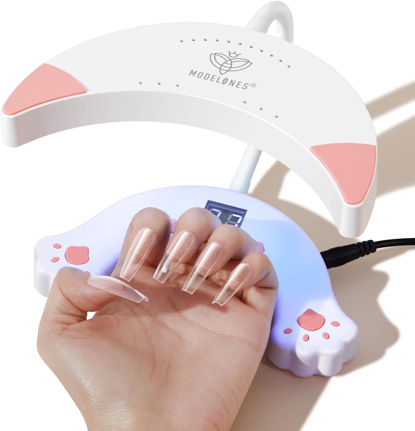 Modelones 2024 Newest UV LED Nail Lamp, UV Light Lamp for Nails, GooseNeck UV Lamp for Nails, 48W Nail Dryer for Gel Nail Polish, Cute Meow Nail Light with 3 Timers, USB LED Nail Lamp for Fast Curing