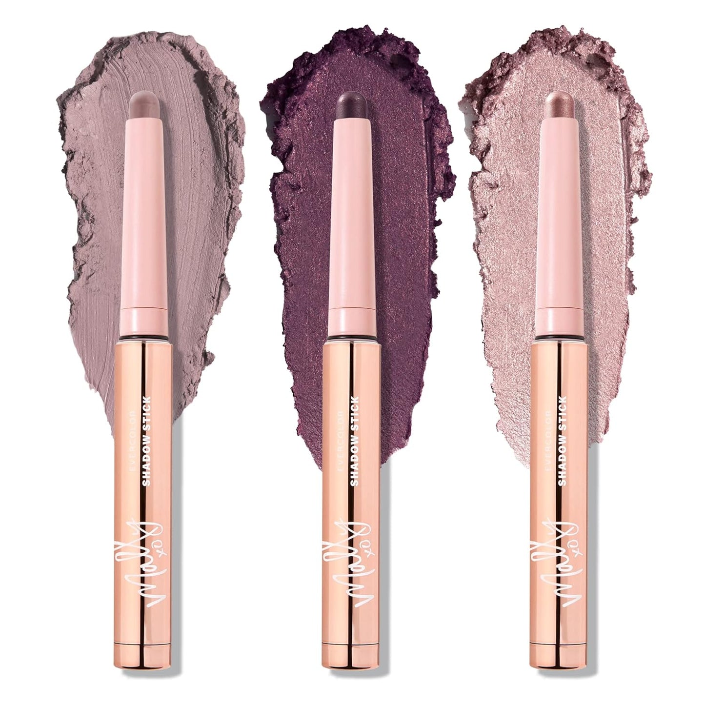 Mally Beauty Evercolor Eyeshadow Stick Trio- Bliss Shimmer, Thistle Matte, Royal Plum Shimmer - Waterproof and Crease-Proof Formula - Easy-to-Apply Buildable Color - Cream Shadow Stick