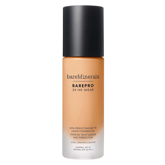 bareMinerals Barepro 24HR Wear Matte Liquid Foundation Mineral SPF 20, Full Coverage Matte Finish, Breathable Makeup for Face, Vegan