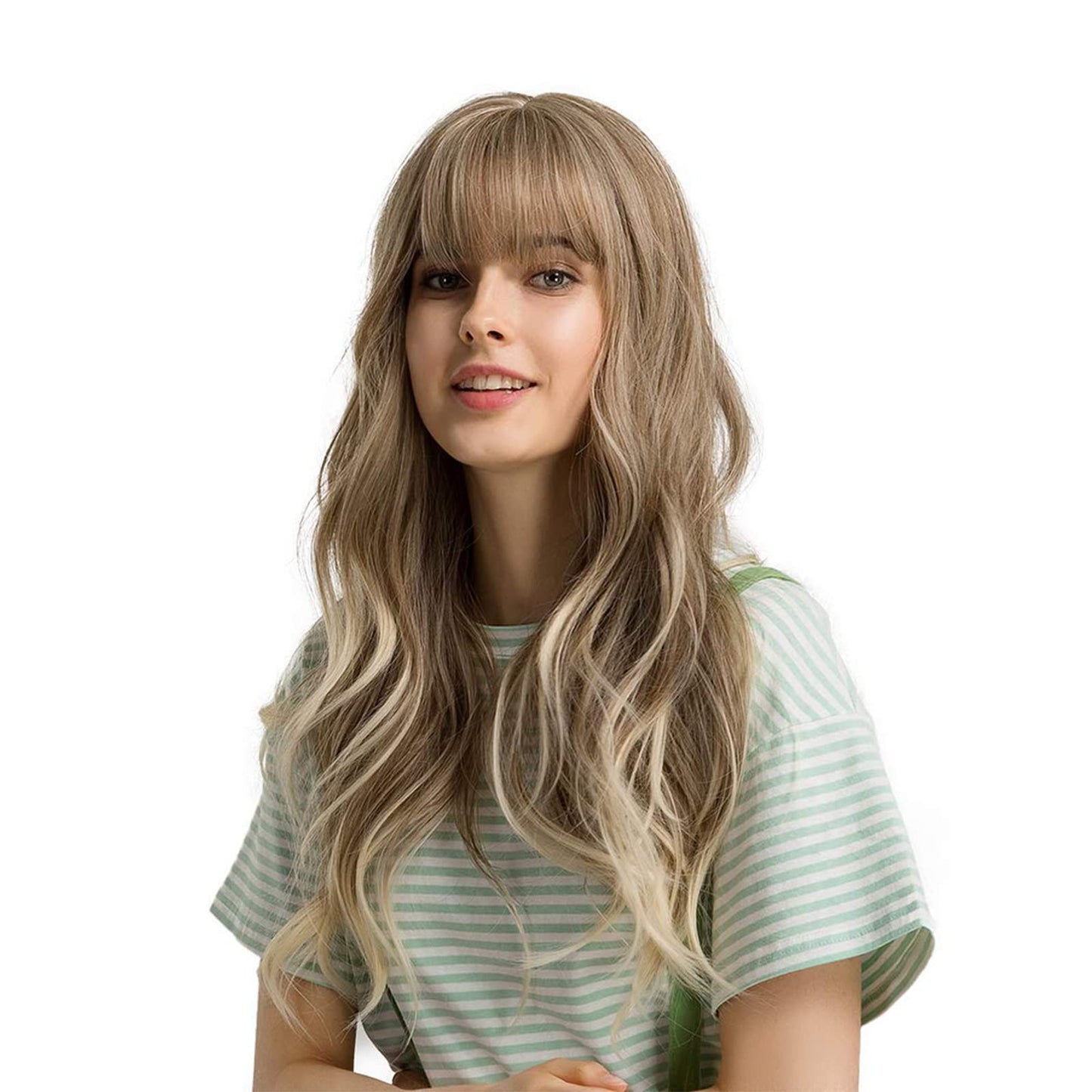 Esmee 24" Wigs for Women Synthetic Wigs Long Wavy Blond with Fluffy Air Bangs Light