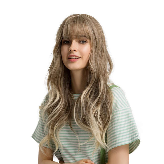 Esmee 24" Wigs for Women Synthetic Wigs Long Wavy Blond with Fluffy Air Bangs Light