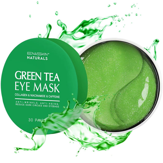 Enaskin Naturals Under Eye Patches Dark Circles Under Eye Masks for Puffiness - Green Tea Eye Gel Pads Retinol Collagen Hyaluronic Acid Moisturizing & Reducing Wrinkles 30 Pairs (Green Tea)
