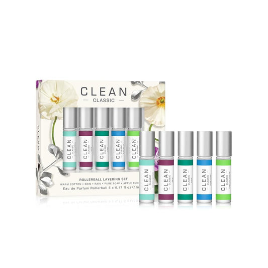 CLEAN CLASSIC Eau de Parfum Rollerball Fragrance Gift Set | Light, Layerable Fragrance | Vegan, Phthalate-Free, & Paraben-Free | Travel Size